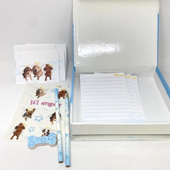 Scholastic Li'l Angels Puppy Dog Stationery Kit Magnetic Closure Box Preowned - Picture 3 of 12
